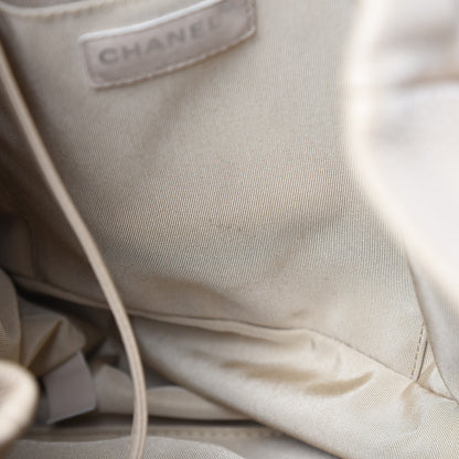 Chanel Deerskin Chevron Large CC Chain Bucket Drawstring Bag Beige 12 of 12