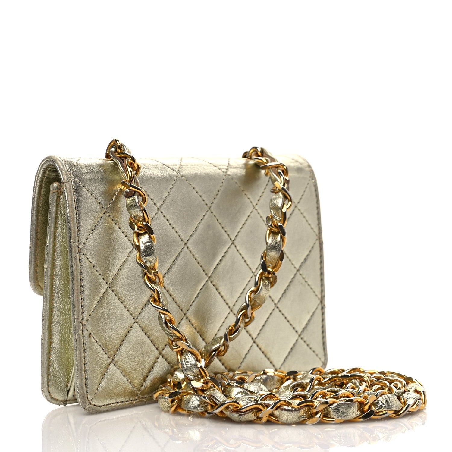 Chanel Metallic Lambskin Quilted Extra Mini Flap Gold 2 of 8