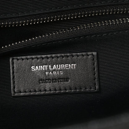 Saint Laurent Grain De Poudre Textured Mixed Matelasse Large Triquilt Monogram Satchel Black 6 of 11