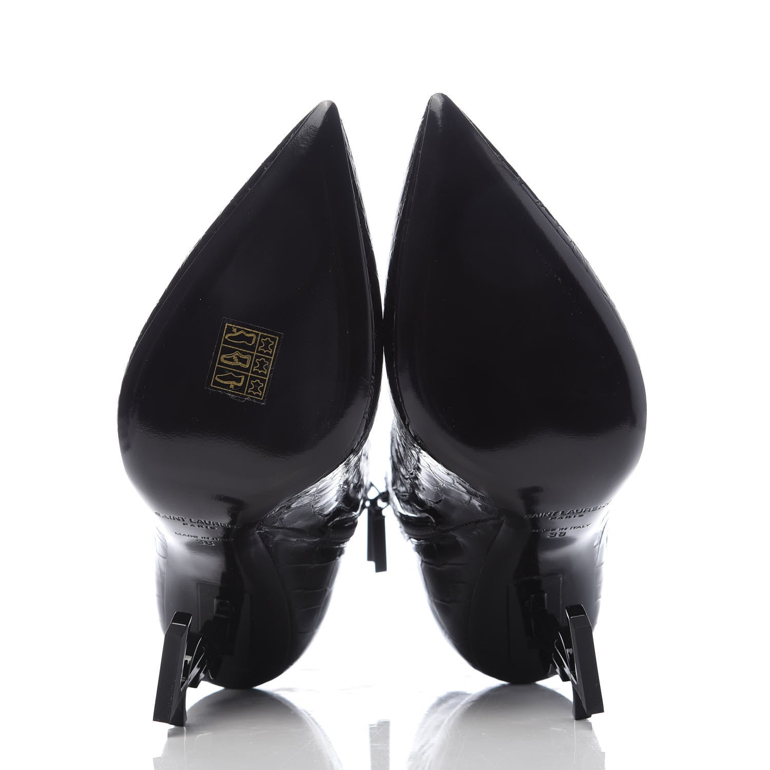 Saint Laurent Alligator Embossed Patent Calfskin Opyum 110 Ankle Boots 38 Black 5 of 8