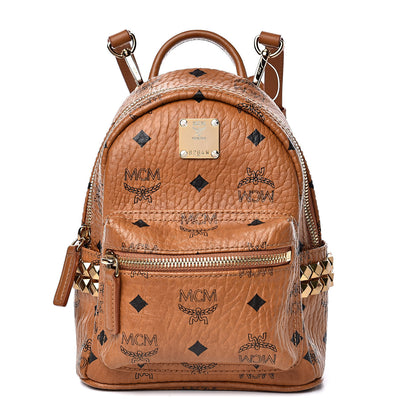 MCM Visetos Side Stud X-Mini Stark Bebe Boo Backpack Cognac 1 of 11
