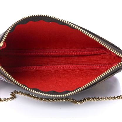 Louis Vuitton Damier Ebene 2019 Christmas Animation Mini Pochette Accessories Red 5 of 11