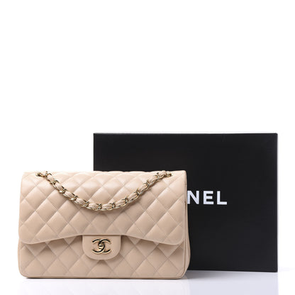 Chanel Lambskin Quilted Jumbo Double Flap Light Beige 11 of 11