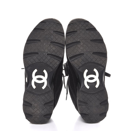 Chanel Suede Calfskin CC Sneakers 36.5 Black 7 of 10
