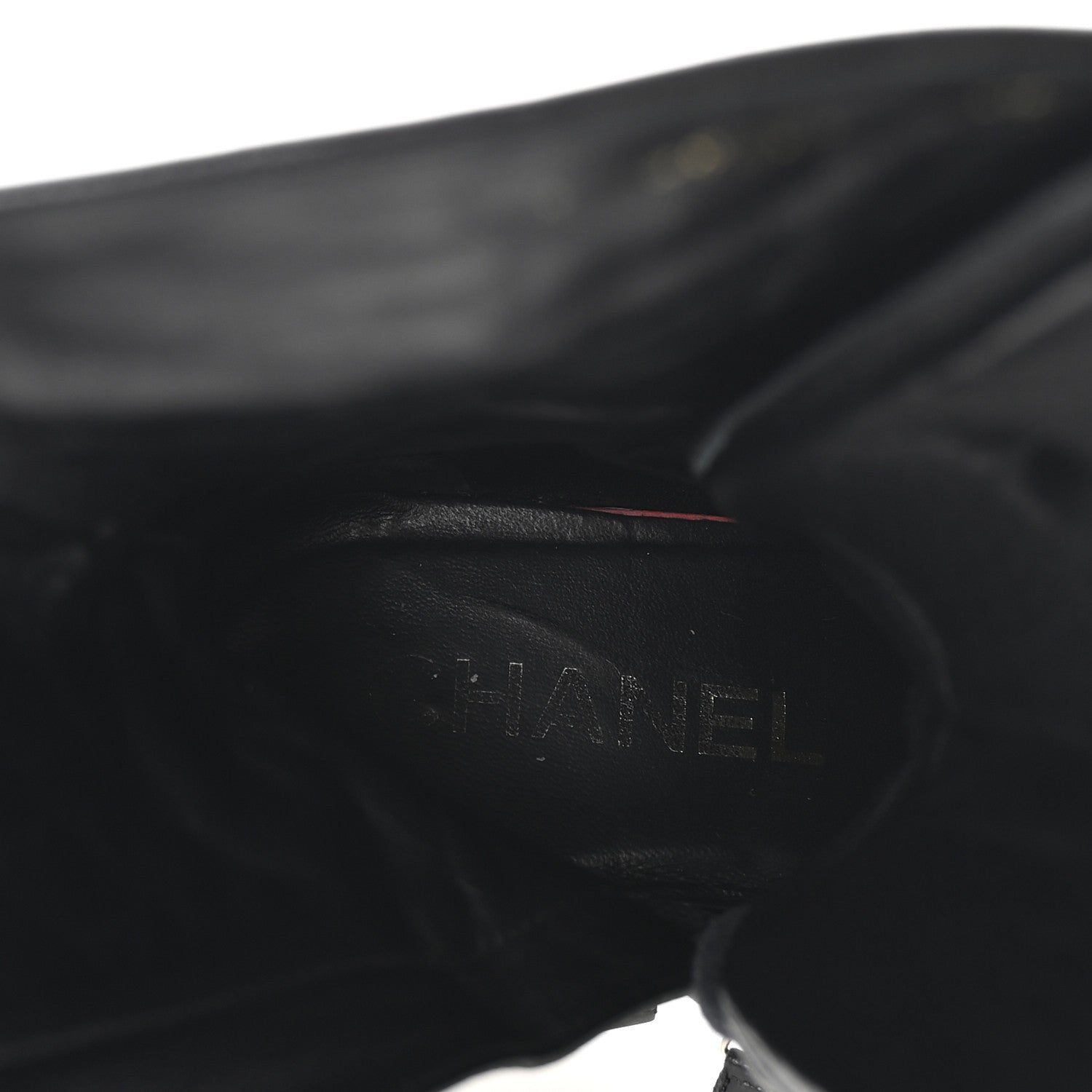 Chanel Shiny Calfskin Patent Quilted Chain Lace Up Combat Long Boots 38.5 Black 8 of 9