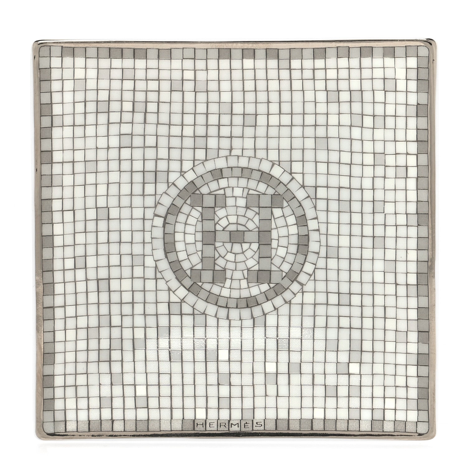 Hermes Porcelain Mosaique Au 24 Platinum Square Plate N°1 1 of 6