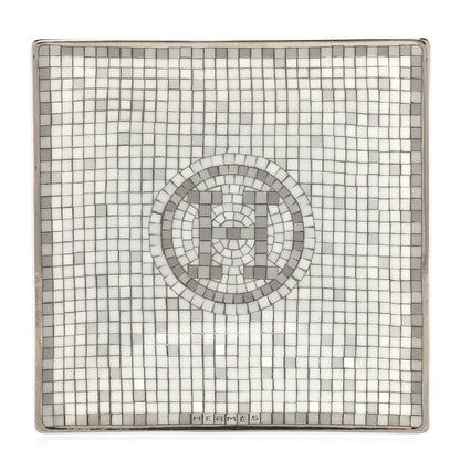 Hermes Porcelain Mosaique Au 24 Platinum Square Plate N°1 1 of 6