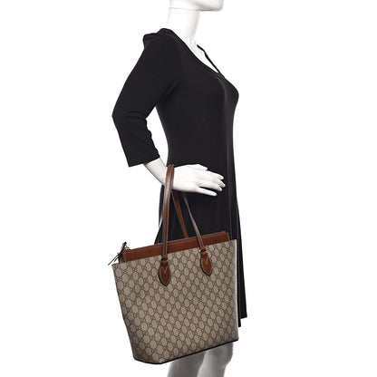 Gucci GG Supreme Monogram Medium Zippered Bucket Tote Beige Tuscany 2 of 10