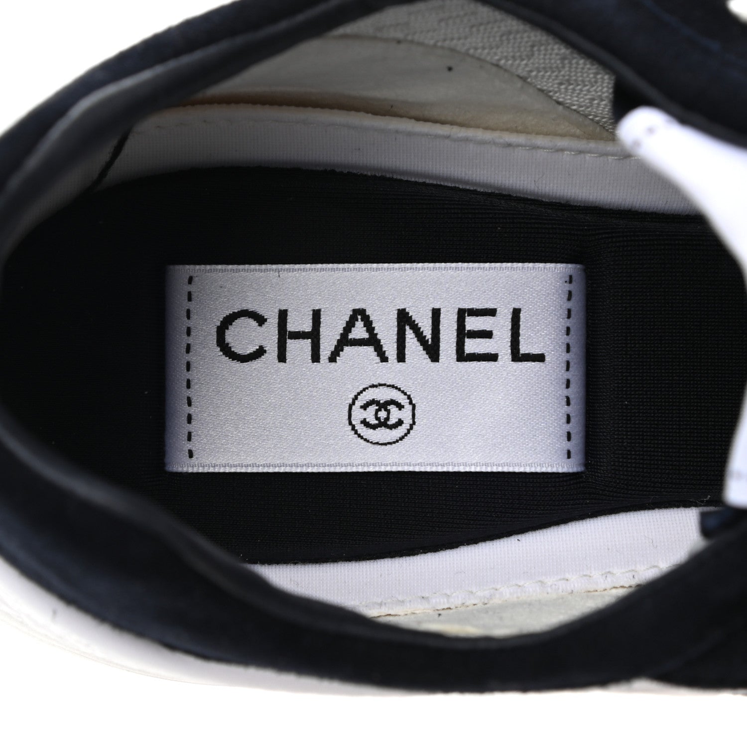 Chanel Fabric Suede Kidskin CC Sneakers 37.5 Dark Navy White 5 of 10