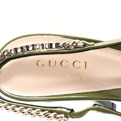 Gucci Vernice Crystal Nappa Charlotte Signoria 105 Slingback Pumps 36 Herbs Light Green 8 of 10