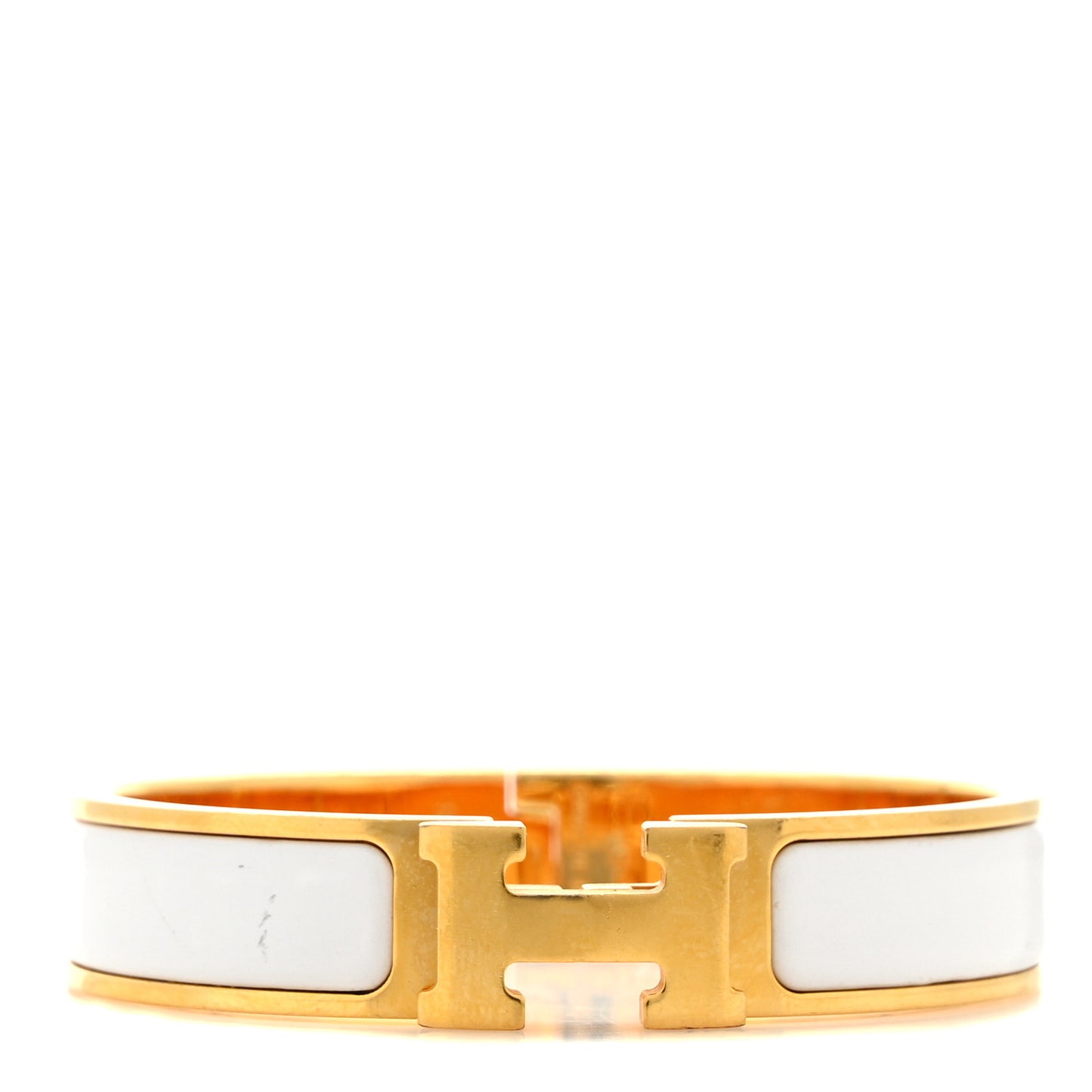 Enamel Narrow Clic Clac H Bracelet PM White