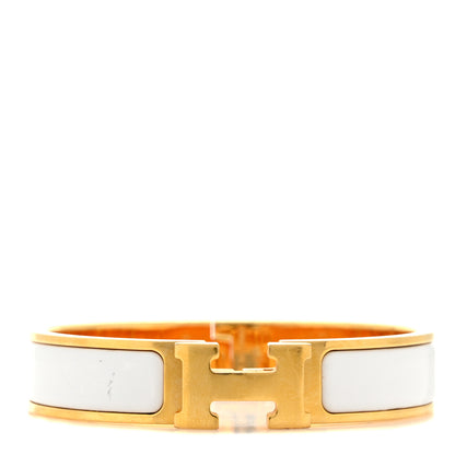 Hermes Enamel Narrow Clic Clac H Bracelet PM White 1 of 4
