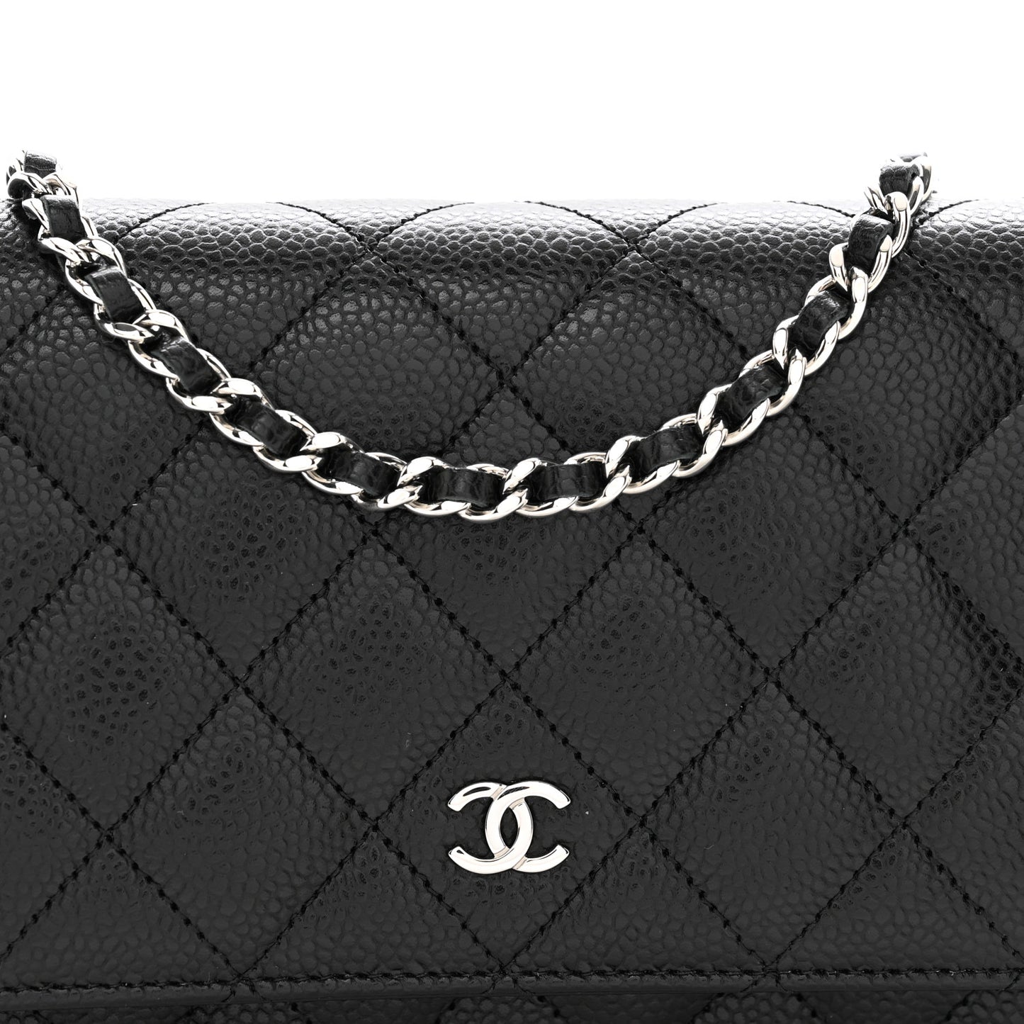 Caviar Quilted Wallet on Chain WOC Black