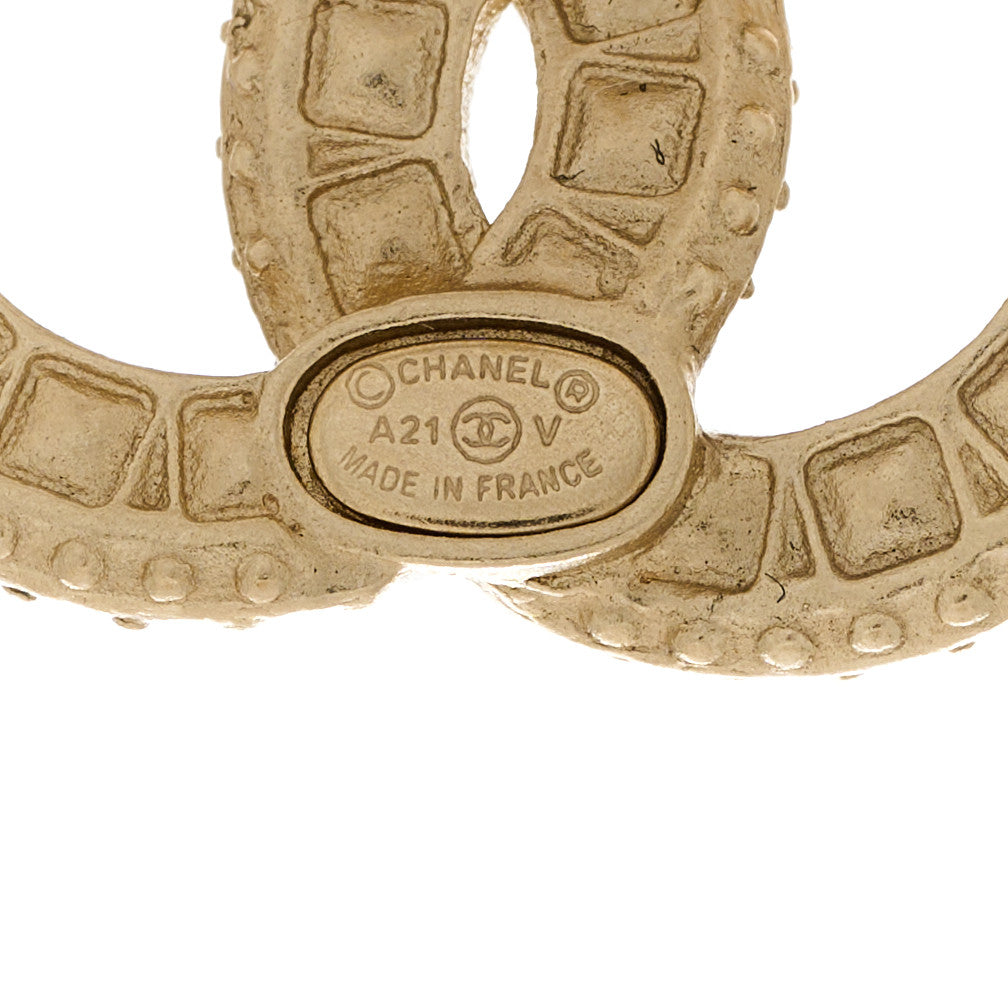 Chanel Crystal Timeless CC Earrings Light Gold 4 of 5