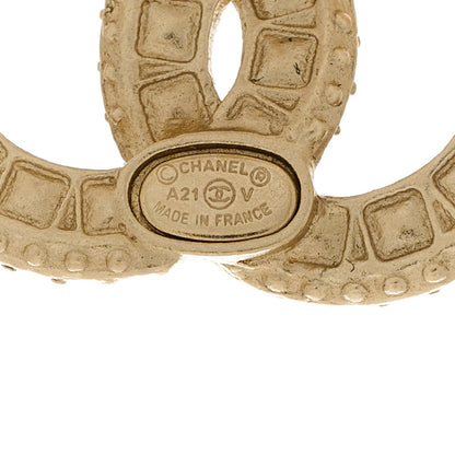 Chanel Crystal Timeless CC Earrings Light Gold 4 of 5