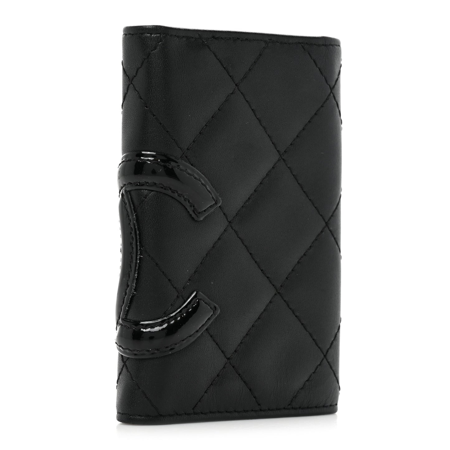 Calfskin Quilted Cambon 6 Key Holder Black