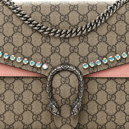 Gucci GG Supreme Monogram Suede Crystal Medium Dionysus Shoulder Bag Beige Ebony Light Peonia 8 of 17