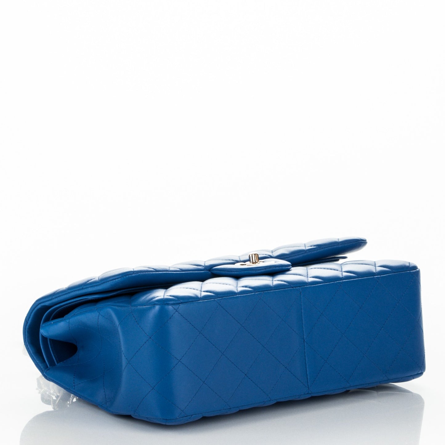 Lambskin Quilted Jumbo Double Flap Blue