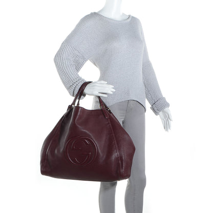 Gucci Pebbled Calfskin Large Soho Shoulder Bag Bordeaux 2 of 7