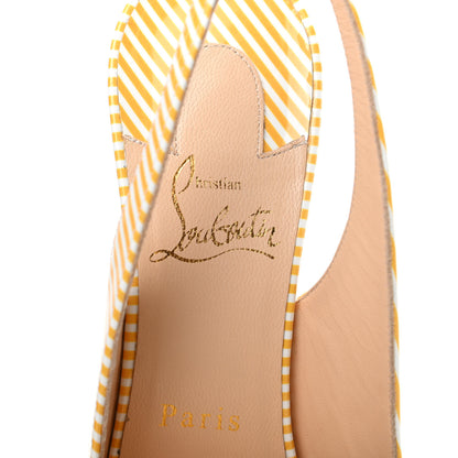 Christian Louboutin Patent Stripes Clare Nodo 80 Pumps 39.5 Banana White 6 of 8
