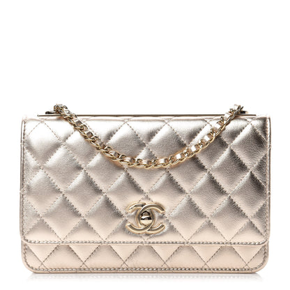 Chanel Metallic Lambskin Quilted Trendy CC Wallet On Chain WOC Gold 1 of 13