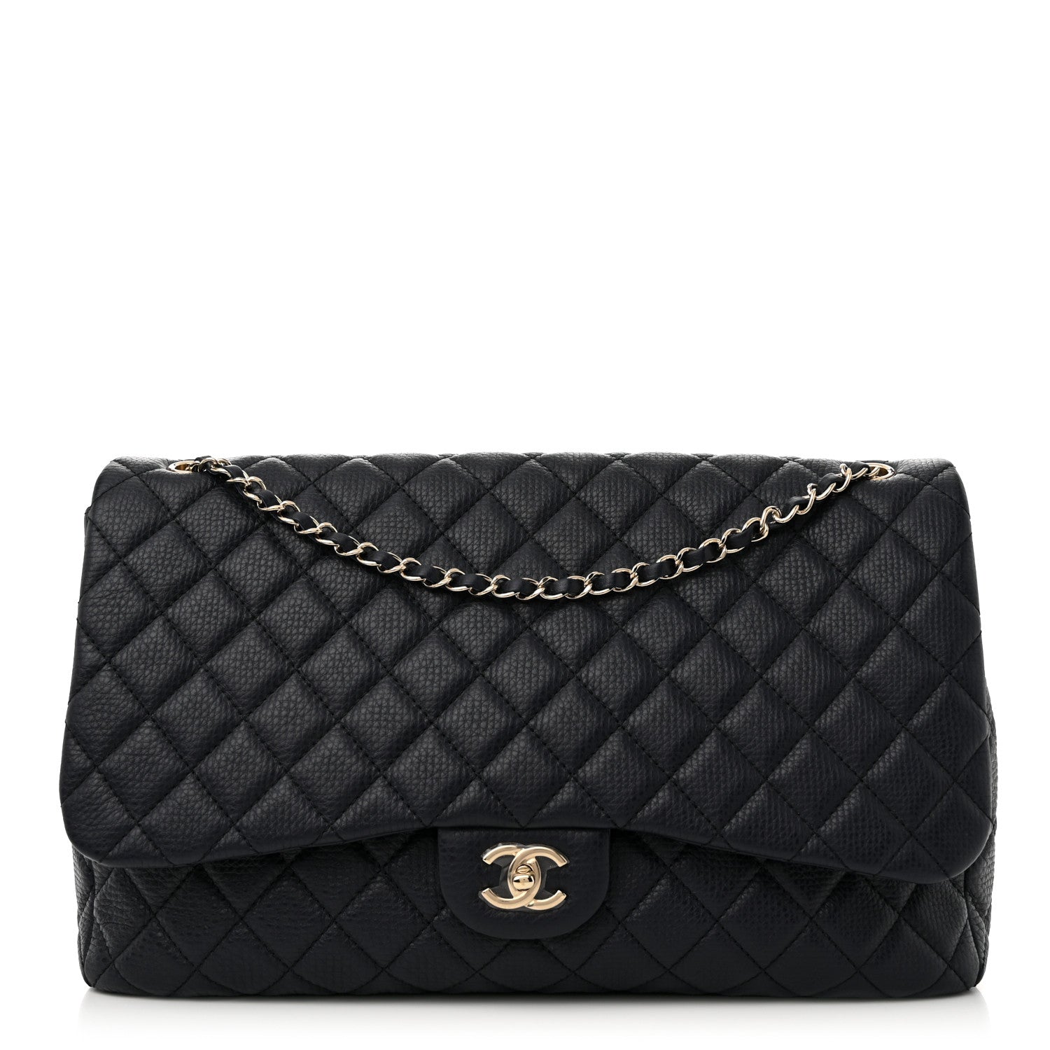 Chanel Grained Calfskin Quilted Small XXL Travel Flap Bag Navy 1 of 10