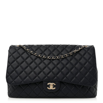 Chanel Grained Calfskin Quilted Small XXL Travel Flap Bag Navy 1 of 10
