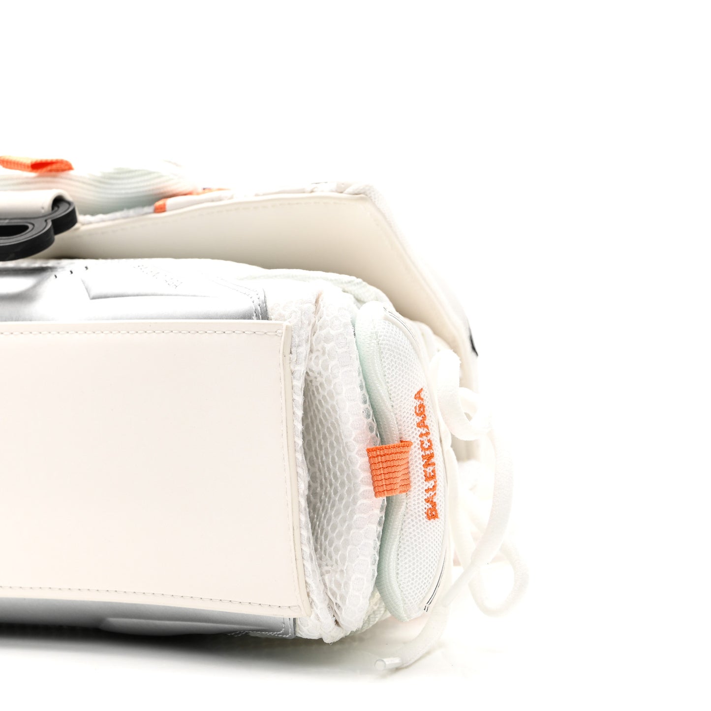 Faux Calfskin Fabric Glow In The Dark Small Sneakerhead Top Handle Bag White Orange