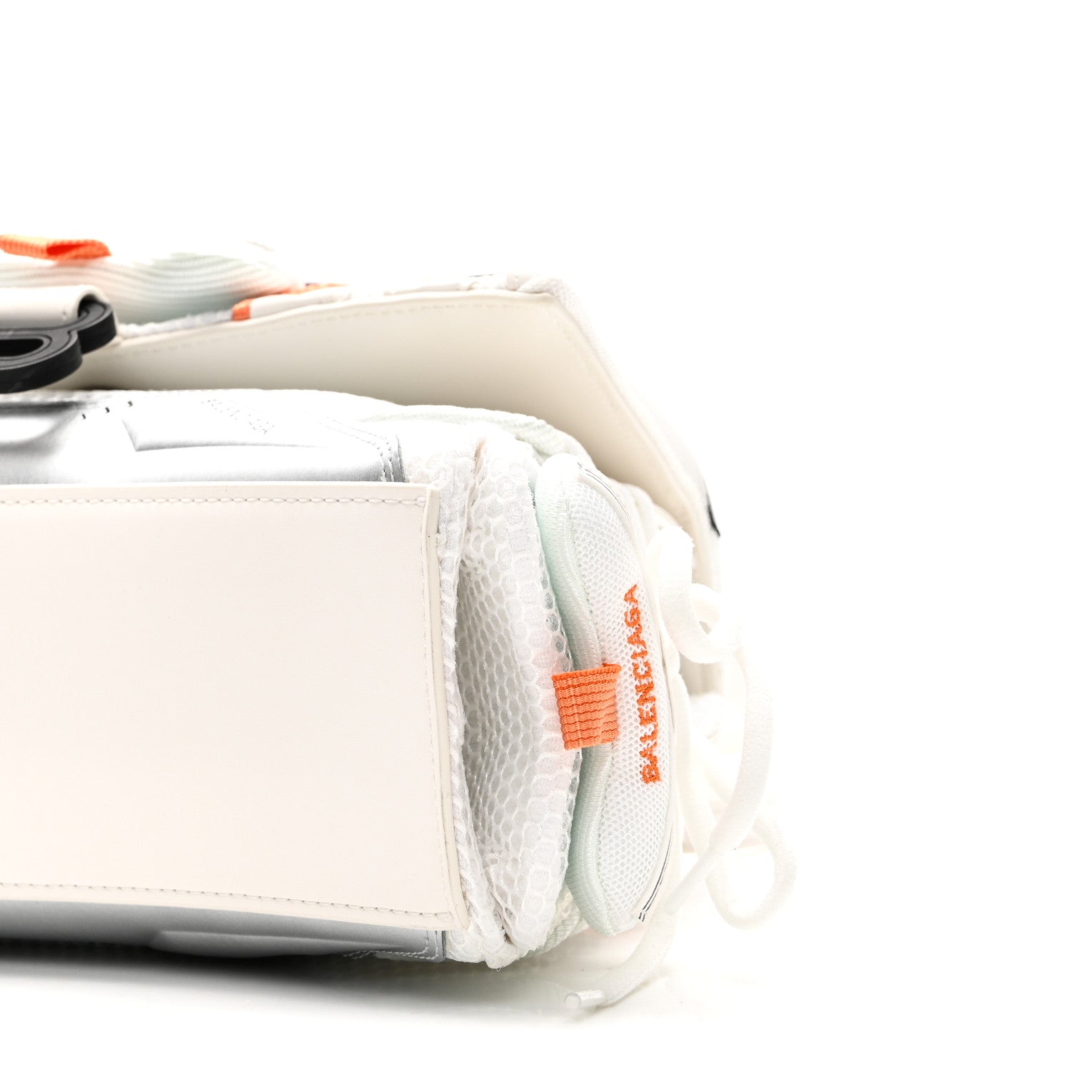 Balenciaga Faux Calfskin Fabric Glow In The Dark Small Sneakerhead Top Handle Bag White Orange 10 of 10