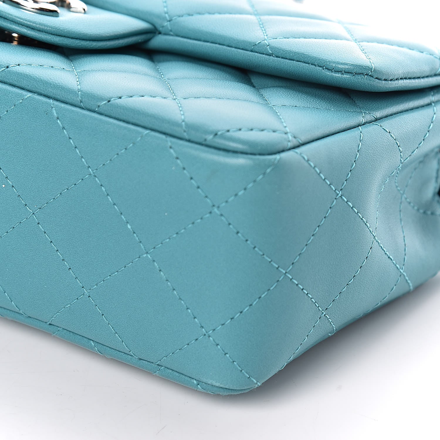 Chanel Lambskin Quilted Mini Rectangular Flap Turquoise 7 of 11
