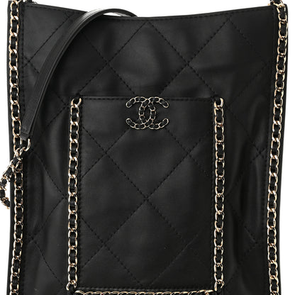 Chanel Calfskin Quilted Fringe Small Shopping Bag Black 8 of 10