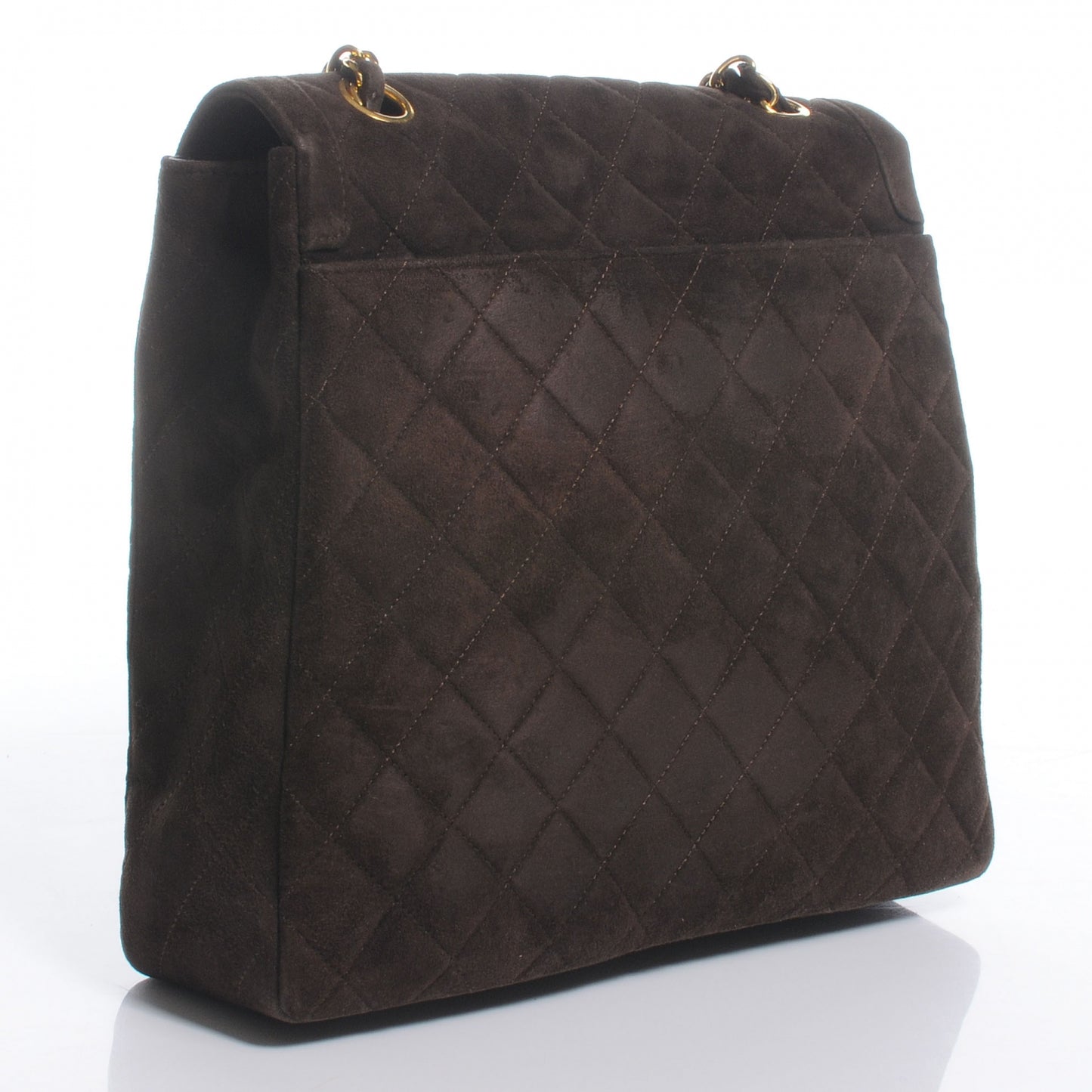 Quilted Suede Flap Shoulder Bag Brown