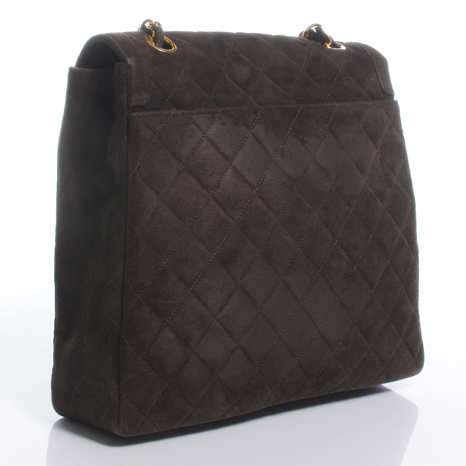 Chanel Quilted Suede Flap Shoulder Bag Brown 3 of 8
