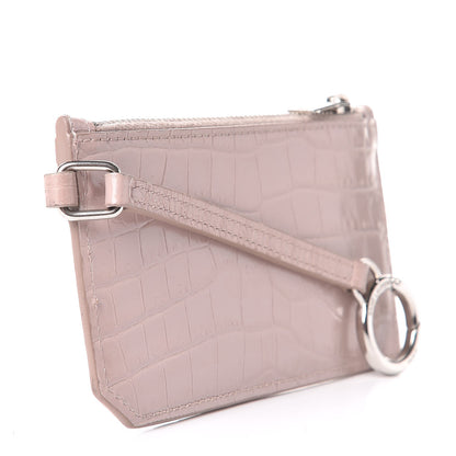 Saint Laurent Calfskin Crocodile Embossed 5 Fragments Zip Pouch Card Holder Rose Antic 3 of 13