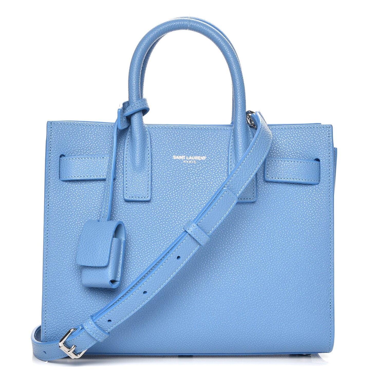 Grained Calfskin Nano Sac De Jour Blue Clair