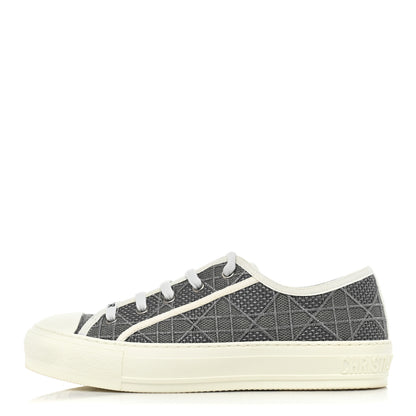 Christian Dior Laminated Canvas Cannage Embroidered Womens Walk'N'Dior Low Top Sneakers 37.5 Metal Grey 1 of 11