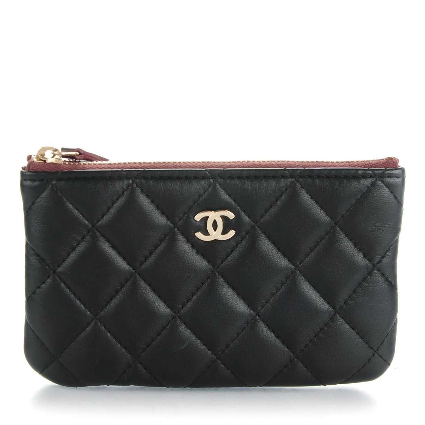 Lambskin Quilted Small Cosmetic Case Black