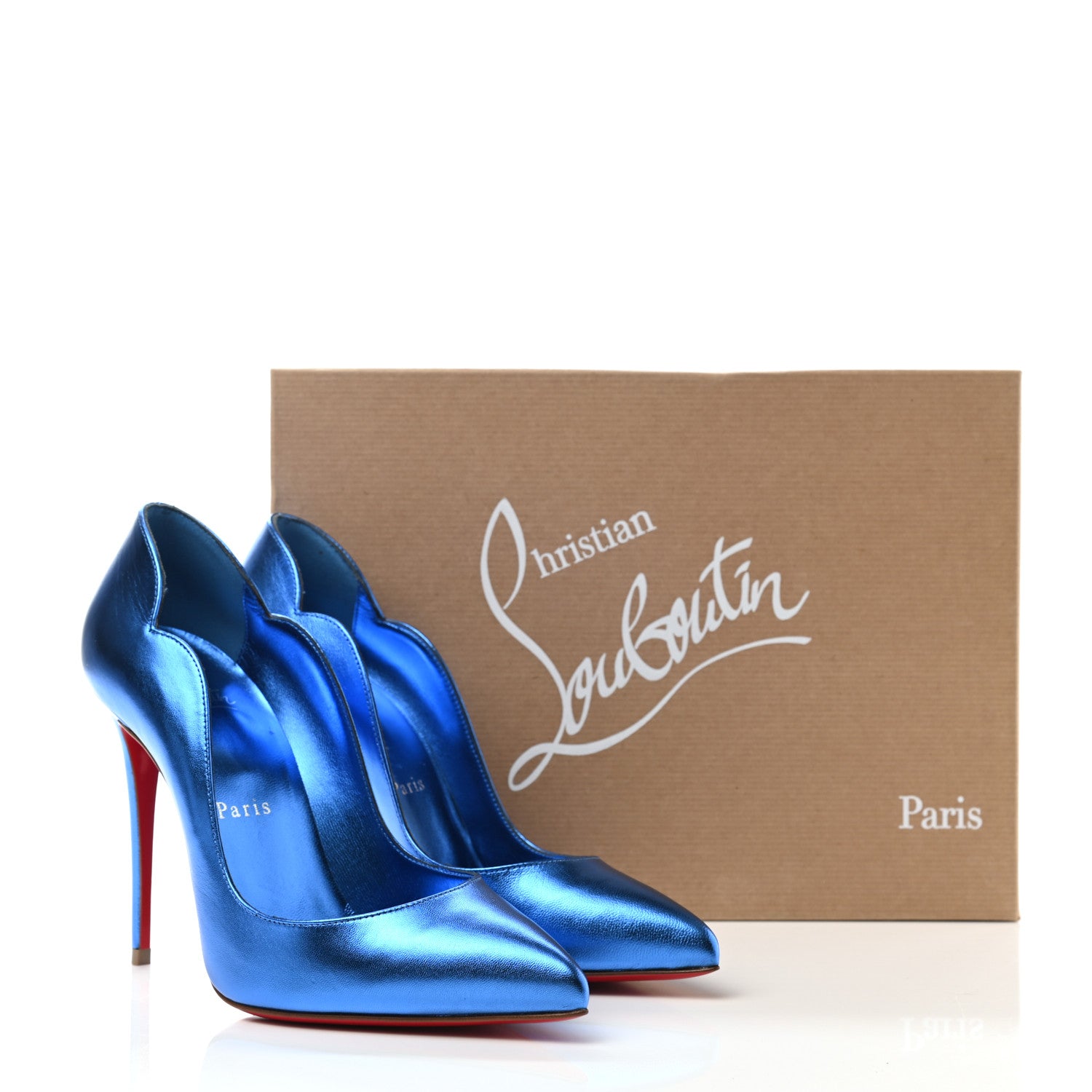 Christian Louboutin Metallic Patent Hot Chick 100 Pumps 36 Blue 10 of 10