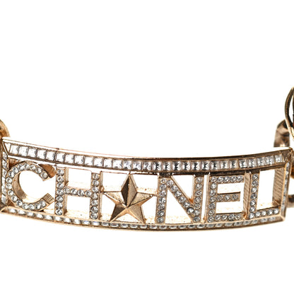 Chanel Crystal Chain Short Logo Necklace Gold 3 of 4