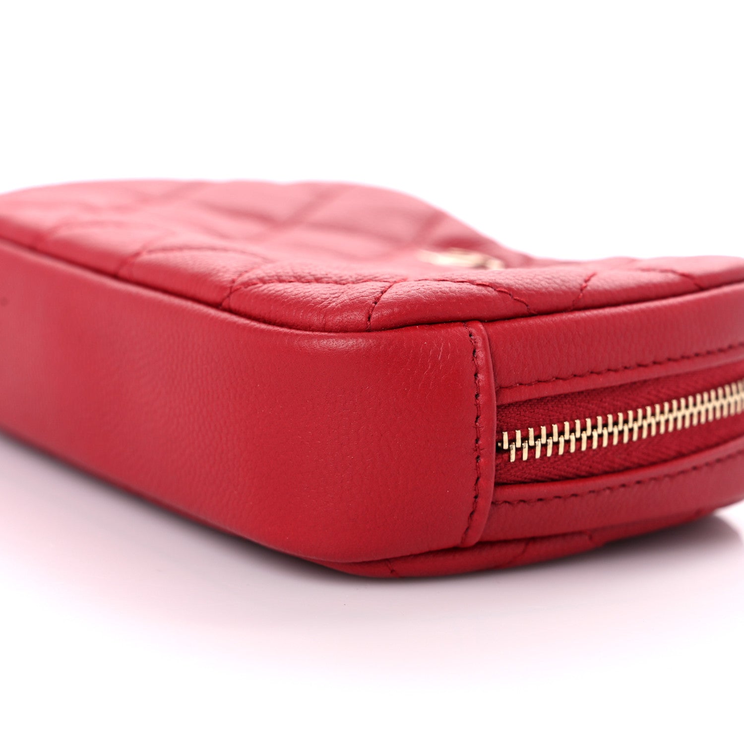 Chanel Caviar Quilted Small Curvy Pouch Cosmetic Case Dark Red 9 of 10