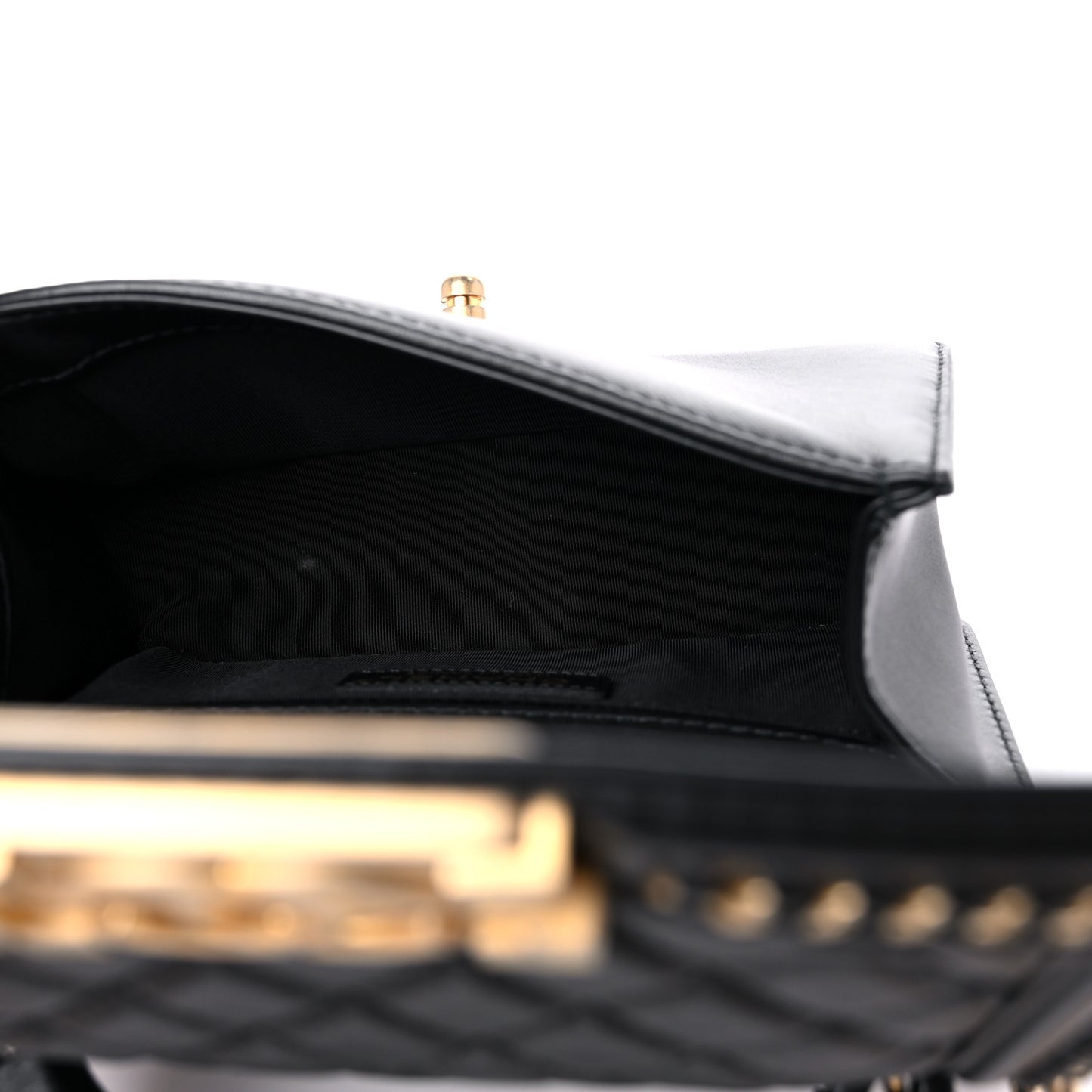 Lambskin Quilted Small Top Handle Boy Flap Black