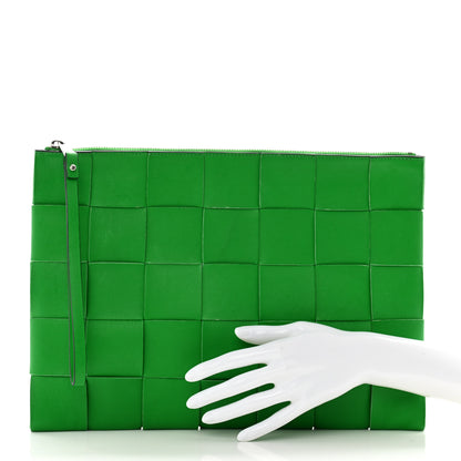 Bottega Veneta Nappa Maxi Intrecciato Medium Cassette Flat Zip Pouch Parakeet 2 of 9