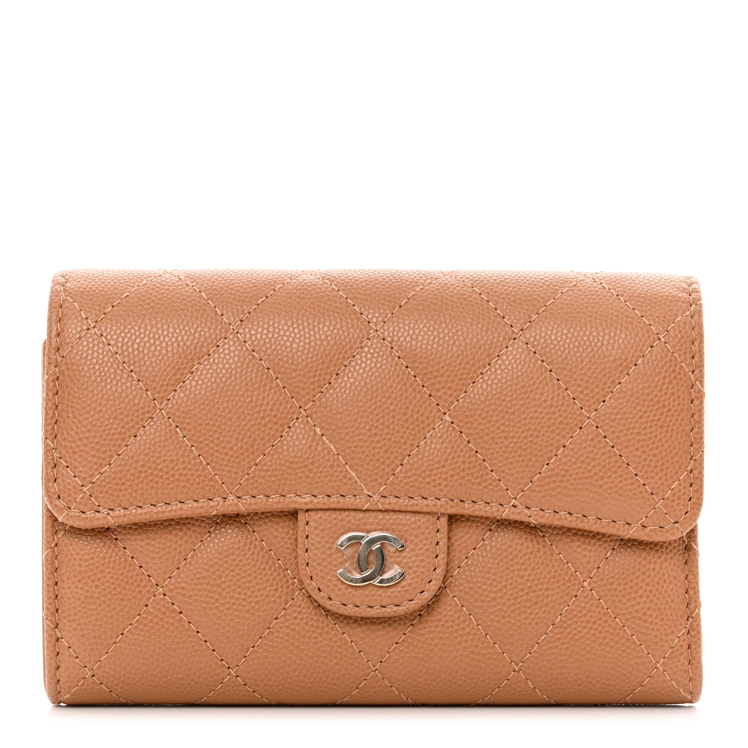 Chanel Caviar Quilted Medium Flap Wallet Dark Beige 1 of 9