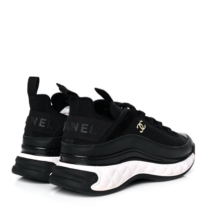 Chanel Velvet Calfskin Mixed Fibers CC Sneakers 36.5 Black 4 of 10