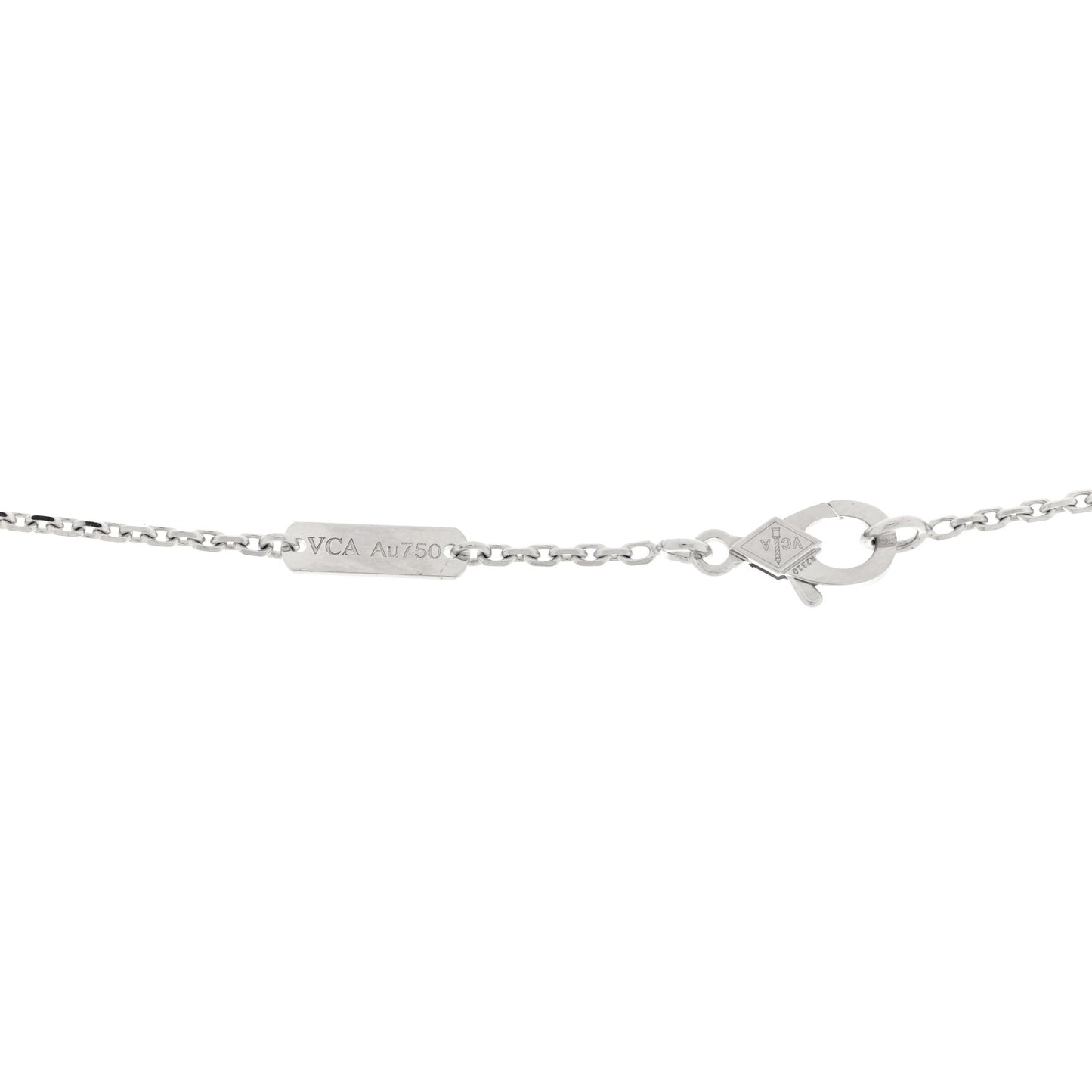 18K White Gold Diamond Guilloche Vintage Alhambra Pendant Necklace