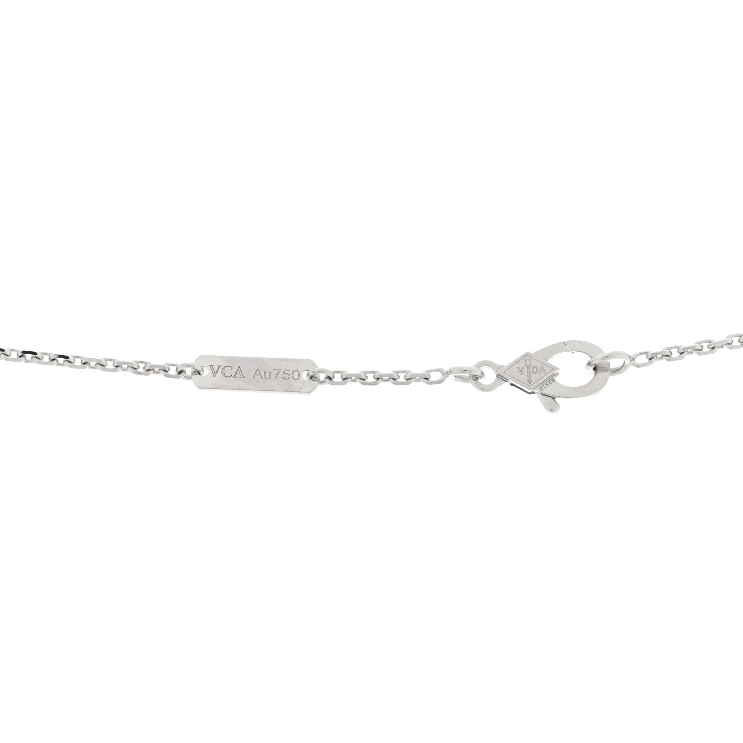 Van Cleef & Arpels 18K White Gold Diamond Guilloche Vintage Alhambra Pendant Necklace 4 of 5