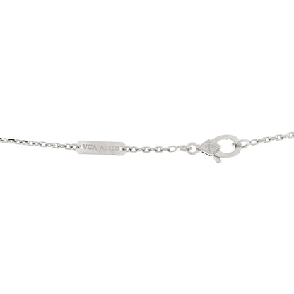 Van Cleef & Arpels 18K White Gold Diamond Guilloche Vintage Alhambra Pendant Necklace 4 of 5