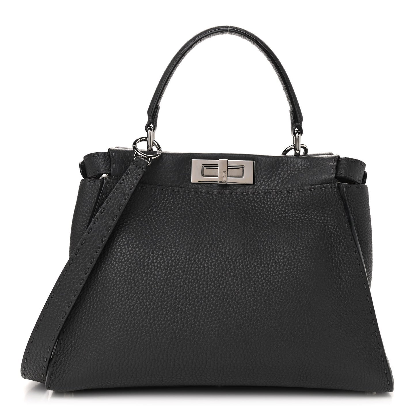 Cuoio Romano Selleria Bi-Color Medium Peekaboo Iconic Satchel Asfalto Latte