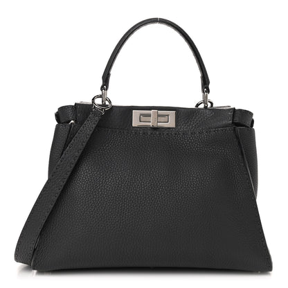 Fendi Cuoio Romano Selleria Bi-Color Medium Peekaboo Iconic Satchel Asfalto Latte 1 of 12