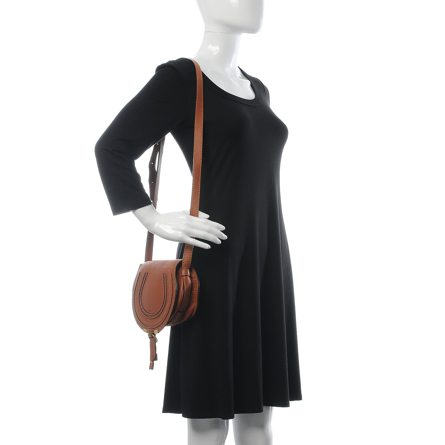 Chloe Calfskin Mini Marcie Round Crossbody Bag Tan 2 of 7